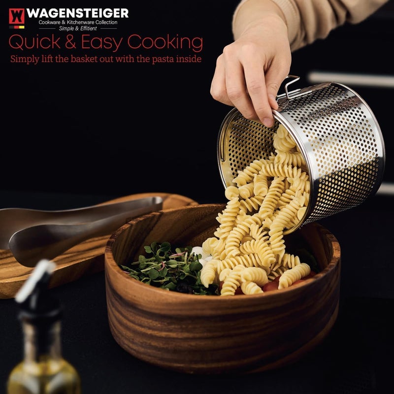 WAGENSTEIGER وعاء طهي بخار الخضار والبيض من الفولاذ المقاوم للصدأ مع سلة مثقبة، حجم صغير للحصص الفردية أو المزدوجة (2.3 لتر / 2.43 كوارت)  - Image 2